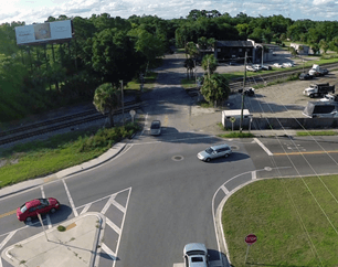 drone footage of an intersection